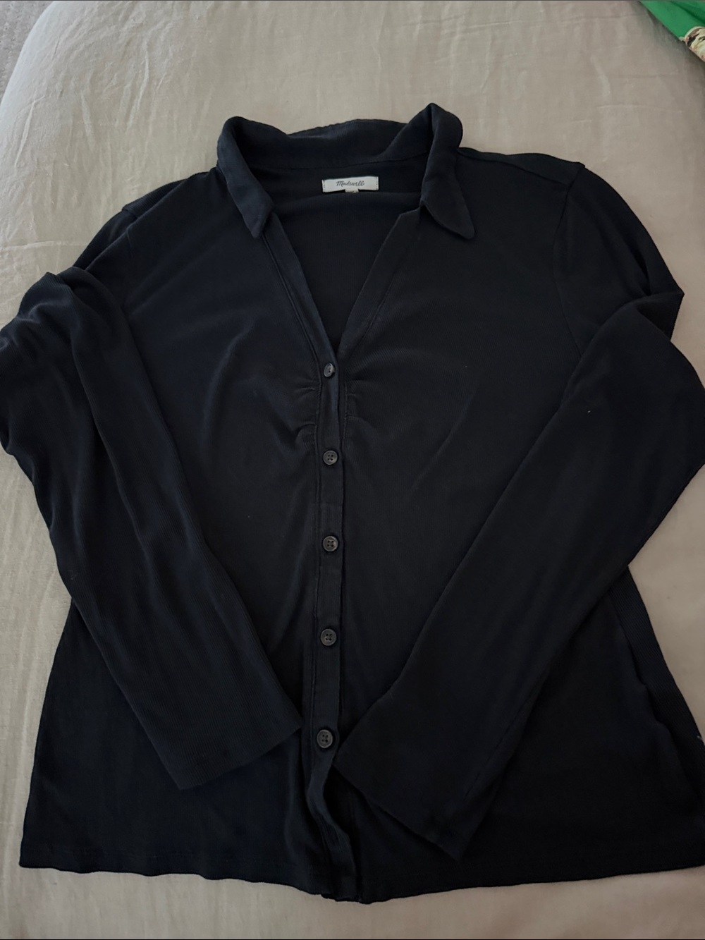 Madewell Black Ribbed Crewneck Top